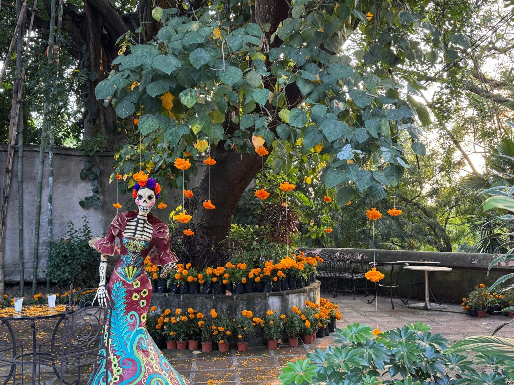 Catrina in Jardin Borda Cuernavaca during Day of the Dead