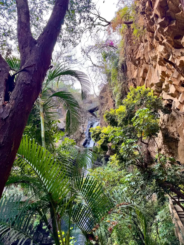 Basaltic prisms at San Anton Waterfall in Cuernavaca Mexico (Salto de San Anton)