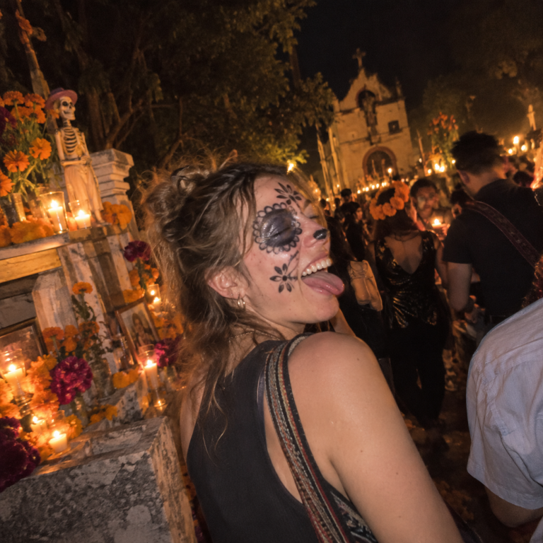Spanish immersion student during day of the dead