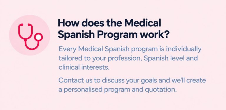 Textbox asking: How does the program work? telling them that the course is personalized around their aims and intersts and that they should contact us for more details