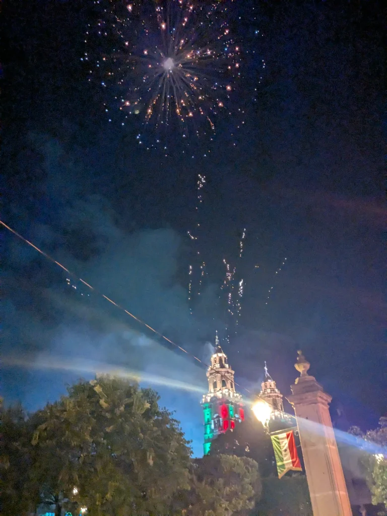 Fireworks during Independence Day in Mexico