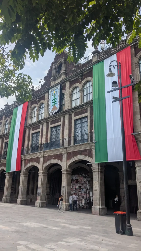 Palacio del Gobierno in Cuernavaca decorated with Mexican Flags
