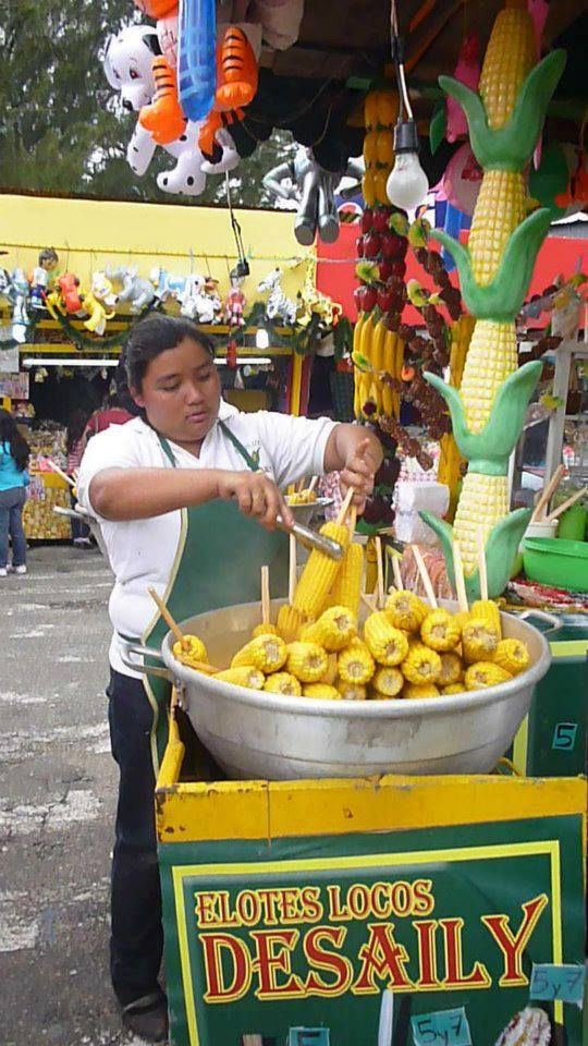Corn on the cob seller in Mexico 